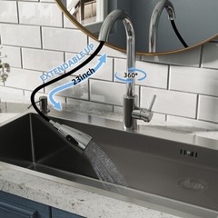 Silver Stainless Steel Kitchen Sink Drop In Top Mount Single Bowl Basin W/Faucet