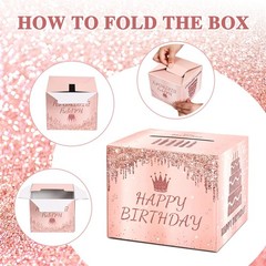 Birthday Money Pull Box for Cash Gift with DIY Self-Adhesive Stickers for Any…