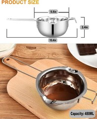 Stainless Steel Double Boiler Pot for Melting Chocolate, 480ML, Silver Handle