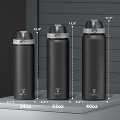 24 oz Insulated Water Bottle for Sports: Stainless Steel Water Bottle with 2-…