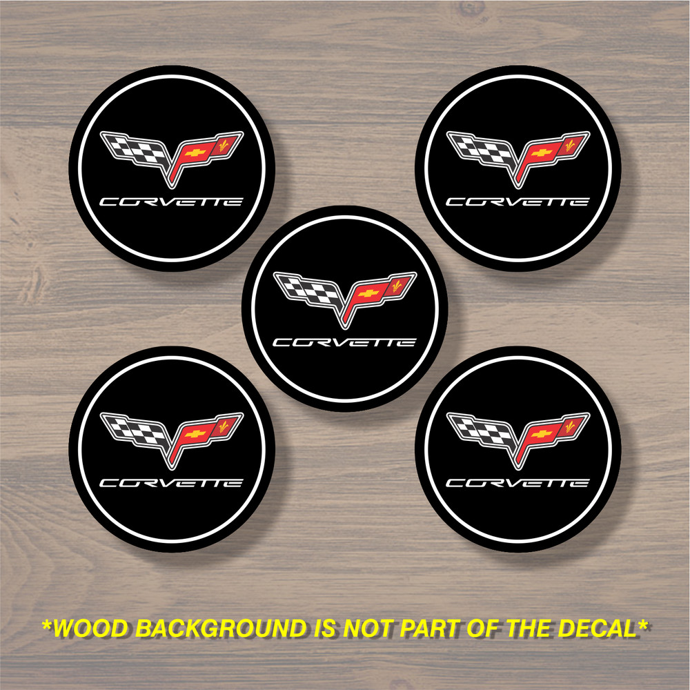 Vinyl Decal Sticker Overlays Fits Corvette Wheel Center Cap x5