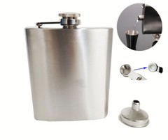 12oz Stainless Steel Whiskey Alcohol Pocket Flask with Portable Funnel 7”*3.7”