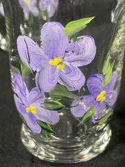 Set Of 3 Hand Painted Glasses African Violets Hand Wash Only 3 Inches Tall