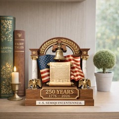 America 250th Anniversary Wooden Block Decoration, 1776-2026 Patriotic
