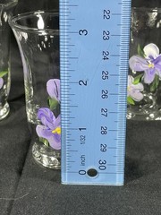 Set Of 3 Hand Painted Glasses African Violets Hand Wash Only 3 Inches Tall