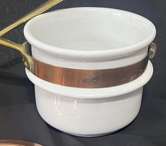 Vintage Copral Portugal Copper Double Boiler Sauce Pan Pot w/Lid Brass & Handles