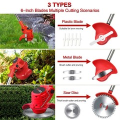 21V Electric Cordless Grass Trimmer Strimmer Garden Edger Cutter w/ 2 Battery