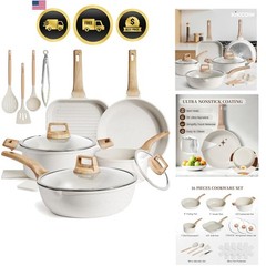 Beautiful 16-Piece Ceramic Cooking Set – Induction, Gas & Electric Compatible