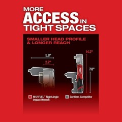 Milwaukee Tool 2565P-20 M12 Fuel 1/2 In. Right Angle Impact Wrench With Pin
