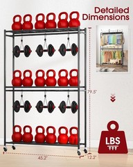 Sakugi Clothes Rack, Heavy-Duty Garment Rack with Shelves & Wheels, Freestanding