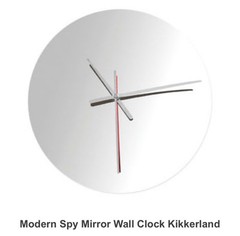 Kikkerland SpyClock Wall Clock Mirror Nickel Silver See Time & Space Reflective