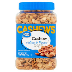Great Value Cashew Halves & Pieces, 27 oz (PACK OF 2) Free Shipping