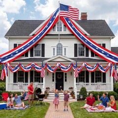 Mindsoft 11 Pcs 4th of July Door Decoration Set -1 Large 20 ft American Flag Bun