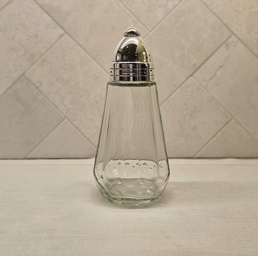Vintage Christofle Meribel Sugar Shaker Muffineer Caster Glass Silver France