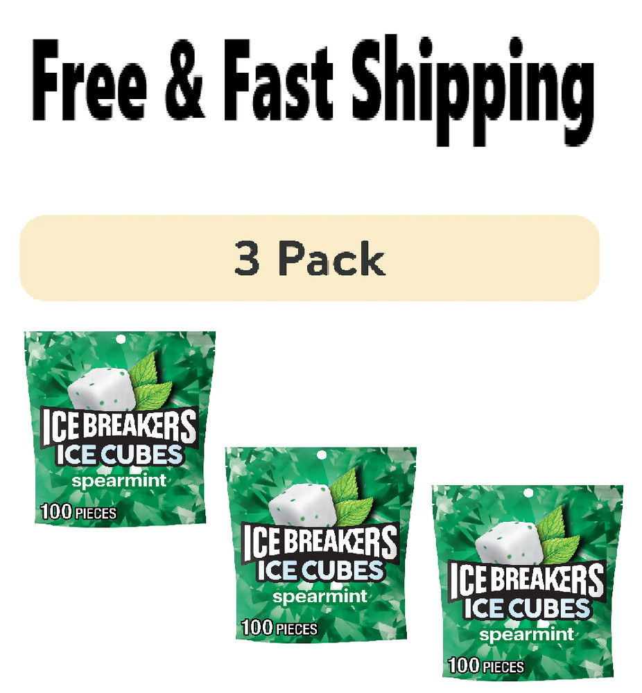 Ice Breakers Ice Cubes Spearmint Sugar Free Chewing Gum, Pouch 8.11 oz, 300 pic