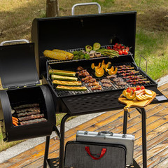 Royal Gourmet Offset Smoker 27.44-in W Black Barrel Charcoal Grill