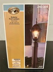 Hampton Bay Exterior Post Lantern Black Finish 240369 6in W x 15.5in H *NEW*