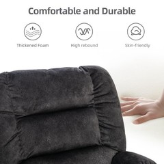 Canmov Manual Recliner Chair with Vibration Massage and Heat, Soft Fabric Chair
