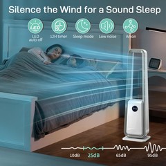 40″ Bladeless Tower Fan HEPA Air Purifier LED display w/Remote Timer Oscillating