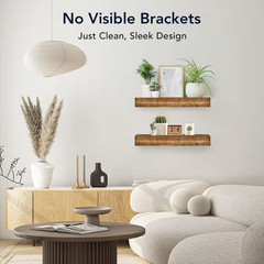 American Art Decor 24.25 In. W X 8.25 In. D Brown MDF Floating Wall Shelf Decora
