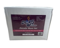 MyPillow Percale Sheet Set Full Bright White 100% Cotton 200 TC NEW