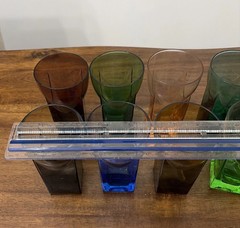Mid-Century Modern Italian Art Glass Set Of Eight Wedge Base Barware MCM