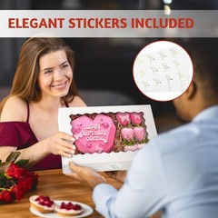 30 Pack Auto Pop-up Cookie Boxes with Window, 12″ x 8″ x 2.5″ White Bakery Bo…