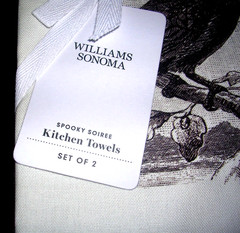 WILLIAMS SONOMA SPOOKY SOIREE KITCHEN TOWELS SET OF TWO 100% COTTON NEW WITH TAG