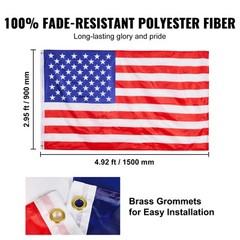VEVOR 25FT Telescopic Flagpole Kit Heavy Duty Aluminum Flag Pole American Silver