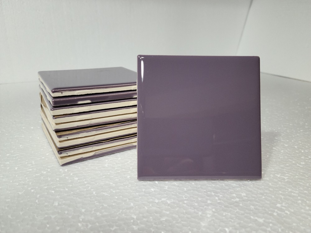 Purple Violet Ceramic Tile Shower Backsplash 4.25 in Subway Mid Century Modern