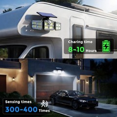 2 Pack LED Solar Lights 3-Head Outdoor Waterproof Motion Sensor Security Lamp