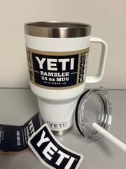 Classic White YETI® 35 Ounce Travel – Authentic, Brand New, , W / straw