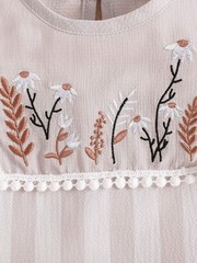 Children’s Floral Embroidered Striped Top and Bottom Set