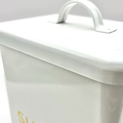 Vtg Retro Martha Stewart Sugar Metal Enamel Tin Canister Kitchen White Yellow