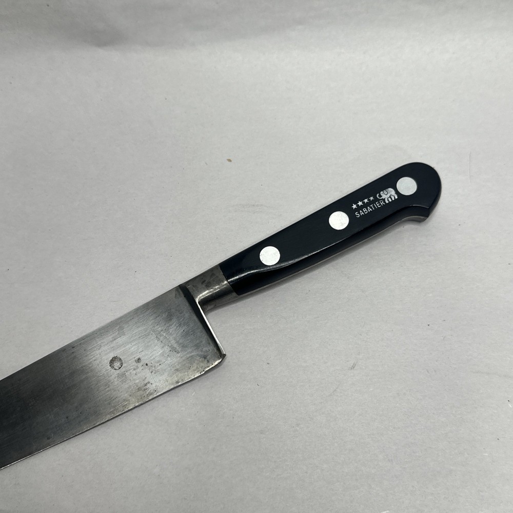 Vintage Sabatier 4 Star Elephant Chef Knife 7.75” Carbon Steel France