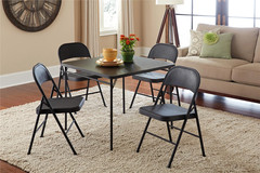 All-Steel Metal Folding Chair, Double Braced, Black