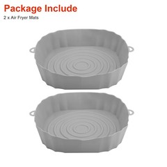2Pcs Air Fryer Silicone Pot Baskets Liners Non-Stick Safe Oven Baking Tray Mats
