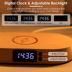 Bedside Lamp w/Wireless Charger Clock USB Charging Port Touch Control Nightstand