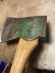 Old Axe head 6 in blade, wood handle 19 in, 4.49 lb