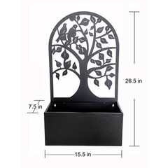 26.5″ H Metal Hanging Planter Antique Black Garden Metal Wall Decor