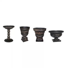 26.5 In. H Cast Stone Fiberglass Rose Aged Charcoal Finish Birdbath