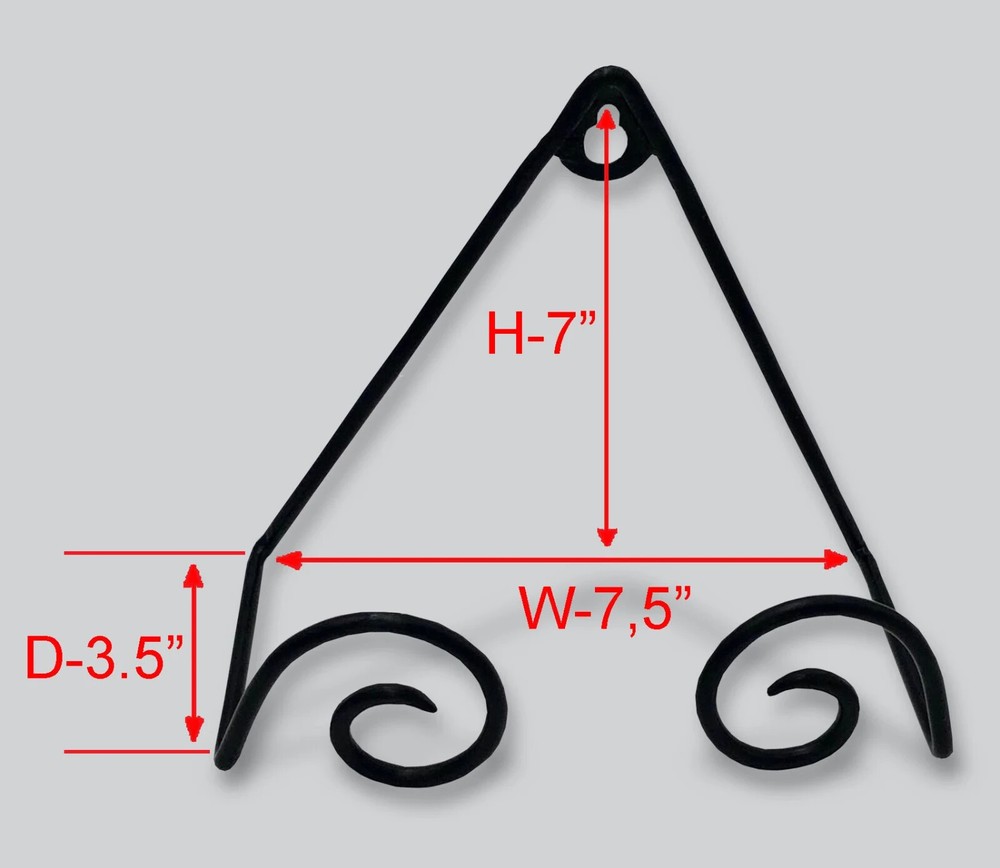 Bard’s Black Wrought Iron Wall Mountable Curled Plate Hanger for Plates 8″ – 11