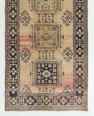 4.6×12 Ft Vintage Anatolian Oushak Runner Rug. Hand Knotted Wool Rug