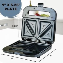 Electric Sandwich Maker, Non-Stick Plates, Indicator Lights, New-Black GPS401B