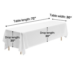 Uimoso 90×132 Inch White Rectangular Tablecloth for Weddings, Parties, 6 Pack