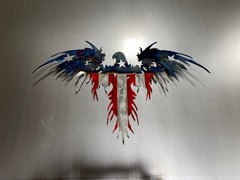 American Eagle Metal Wall Art, Heat Blued Steel Flag, Patriotic Decor