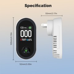 MOES Plug in Carbon Monoxide Detectors 3 in 1 CO/Temp/Humi Sensor Monitor Alarm