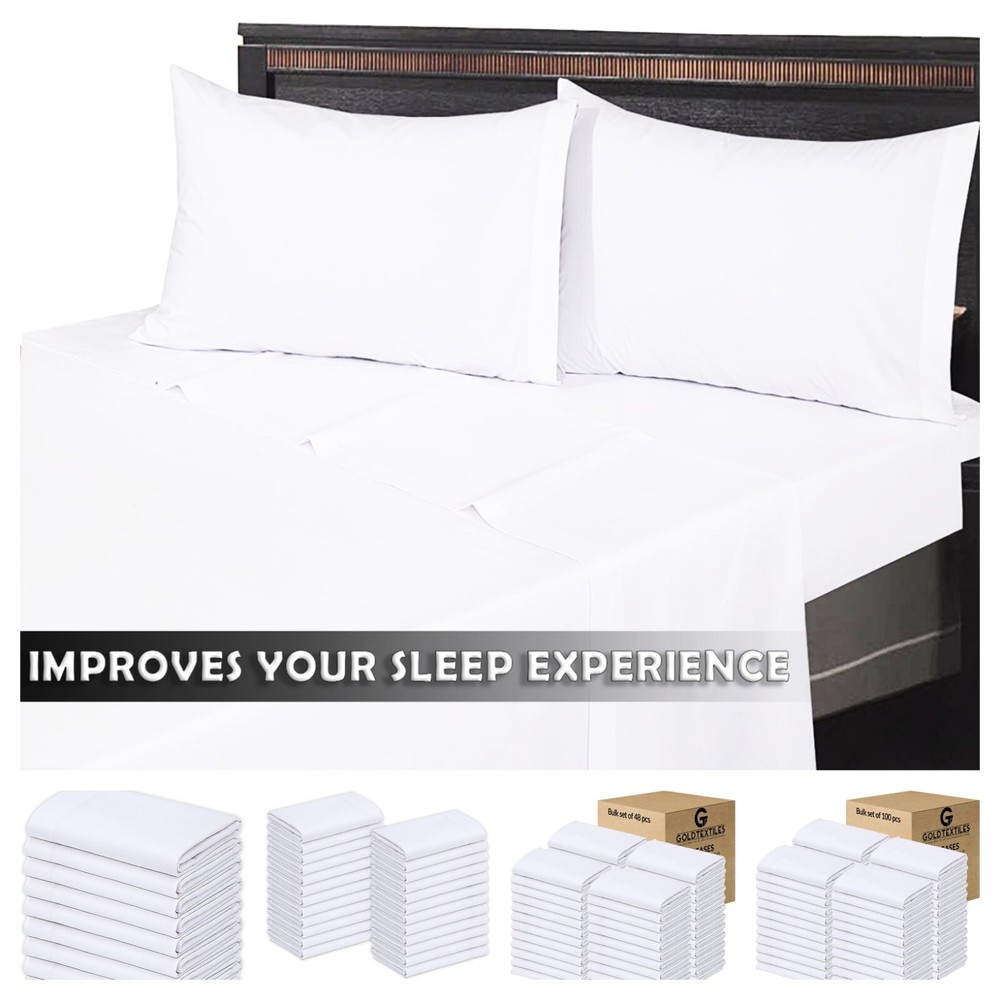Hotel Quality Pillowcases Bulk Pack Poly Cotton Queen King Size Pillow Cover Set