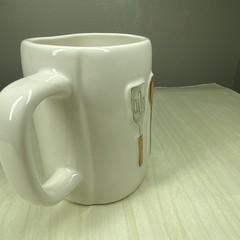 Rae Dunn YES, CHEF Coffee Mug Double Sided 2025 Whisk White By Magenta