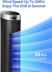 OmniBreeze Digital Electric Tower Fan, with Remote Control, LED Display, Standin